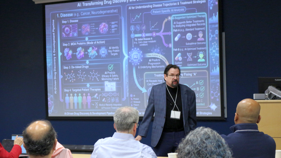 Man presenting on AI in healtcare