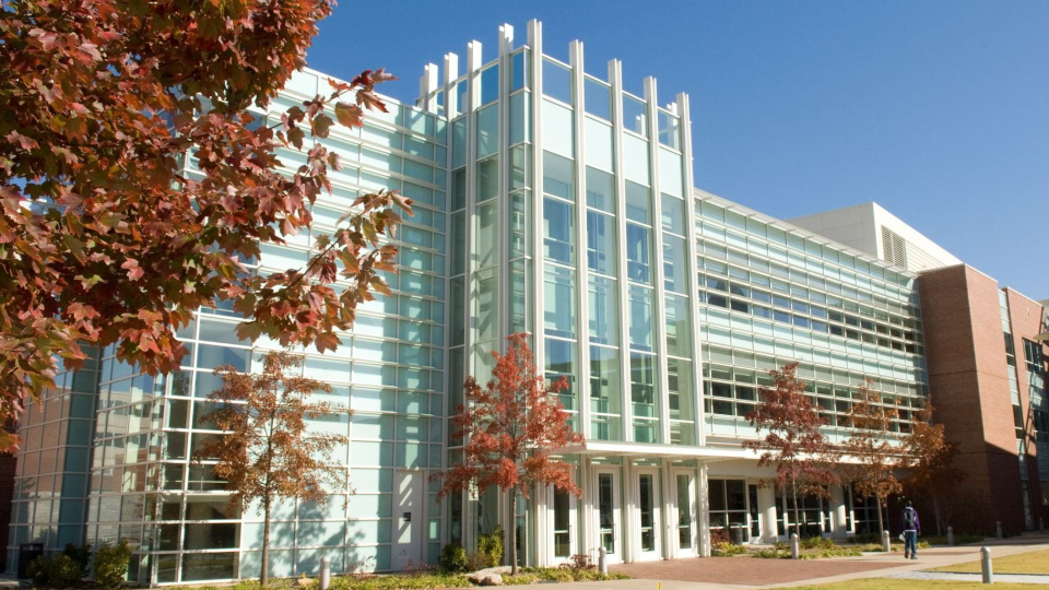 Front of a white building