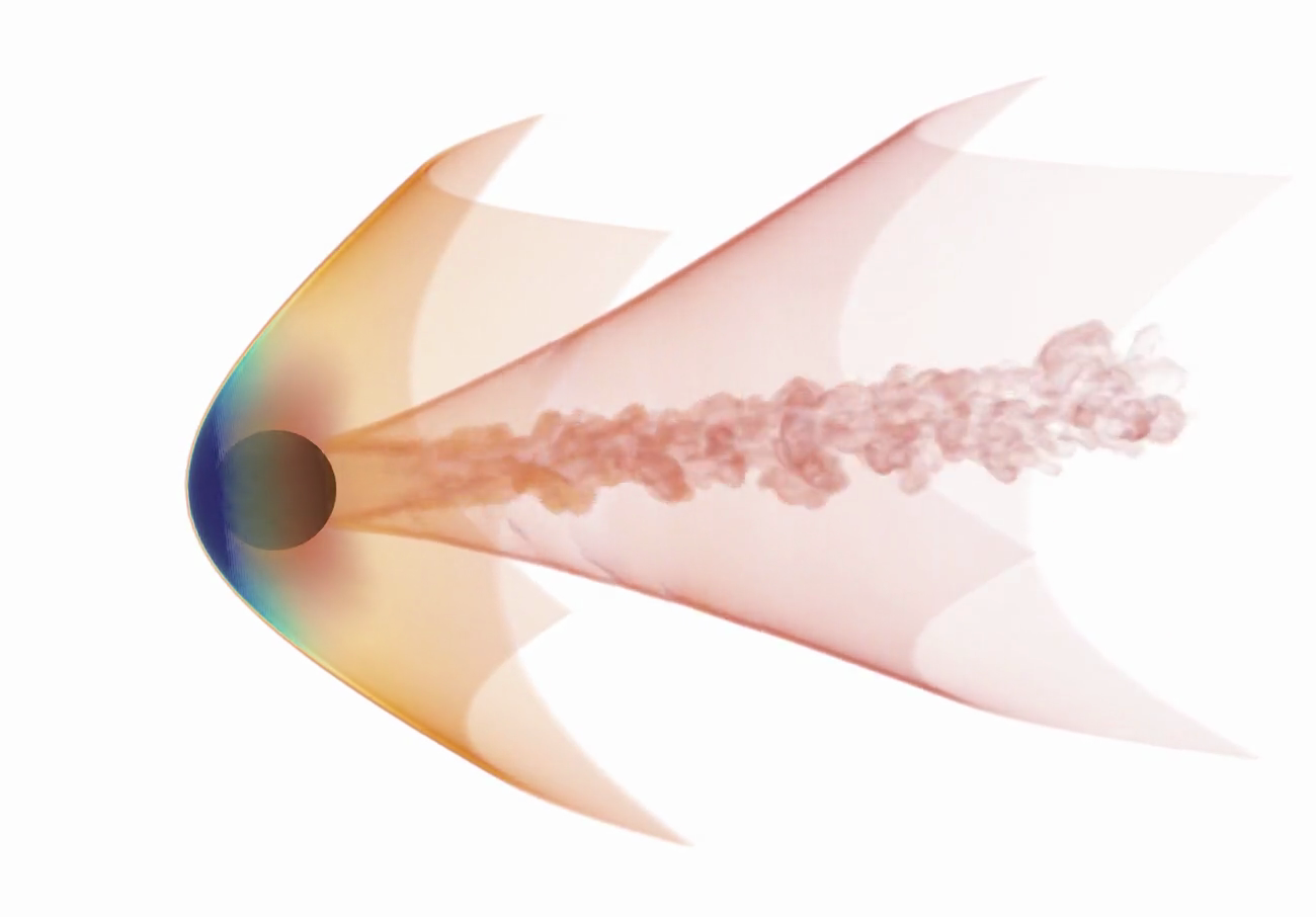 Representation of a ball traveling through fluid